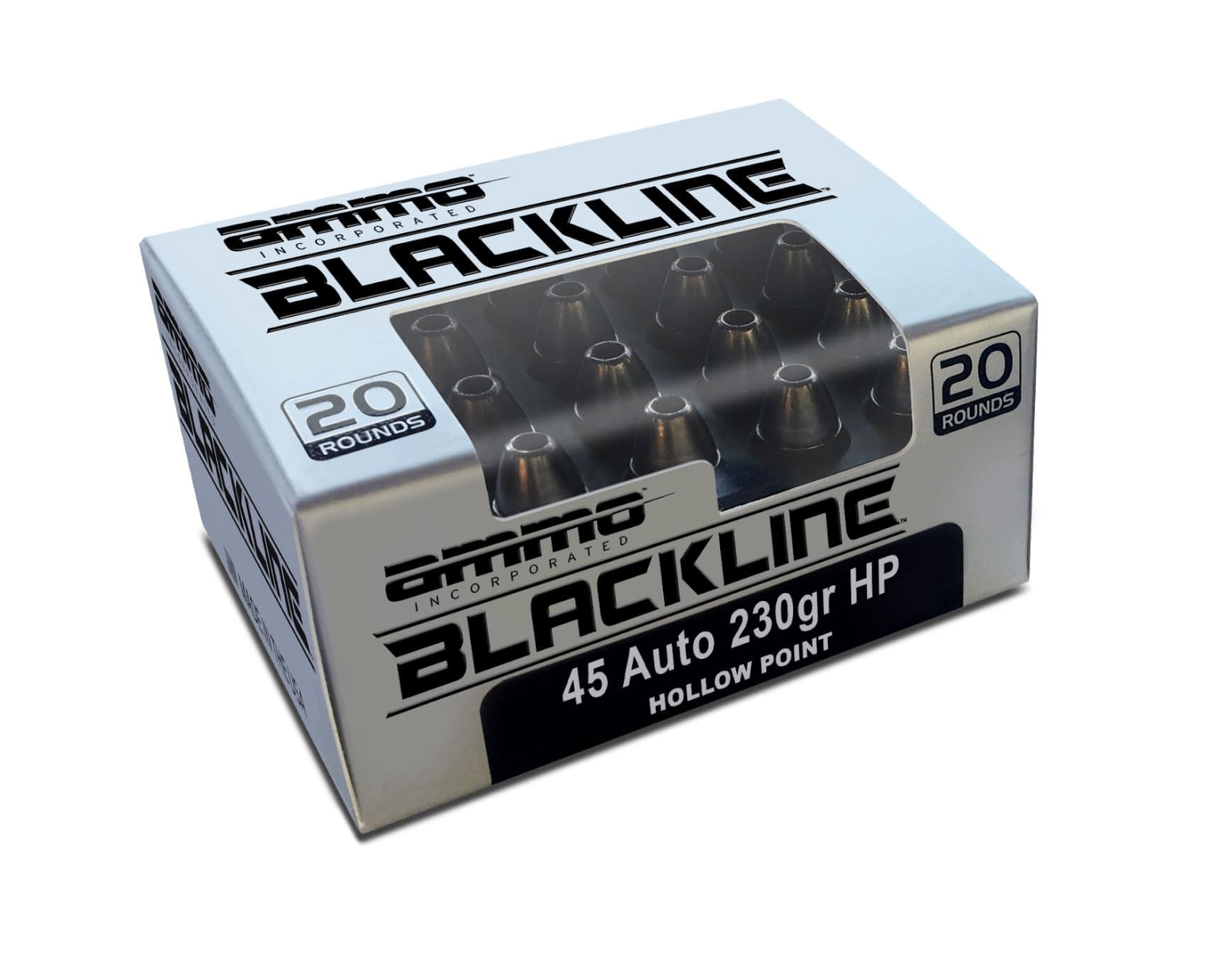 Ammo Inc BlackLine .45 ACP Handgun Ammo - 230 Grain | JHP | 20rd Box
