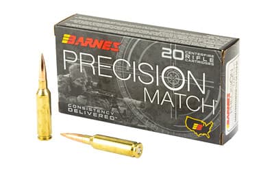 Barnes Bullets Precision Match 6mm Creedmoor Open Tip Match Boat Tail 112 Grain 20 Rounds