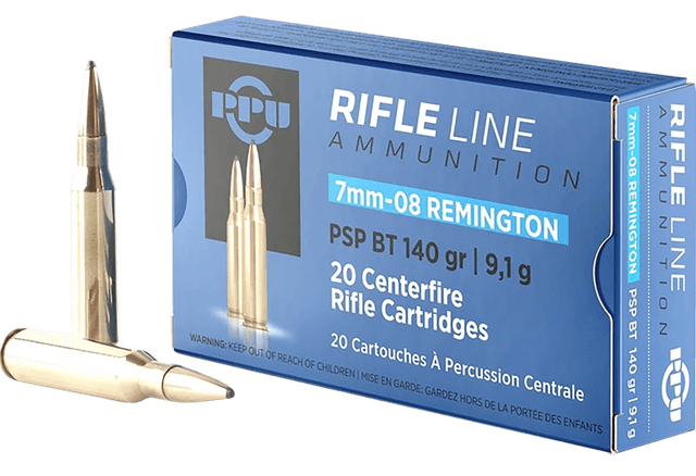 Prvi Partisan PPU PP708 7mm-08 Remington Pointed Soft Point Boat Tail 140 Grain 20 Rounds