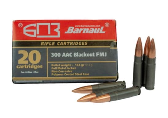 Barnaul 300BLK Rifle Ammo - 145 Grain | FMJ | Steel Casing | 500rd Case