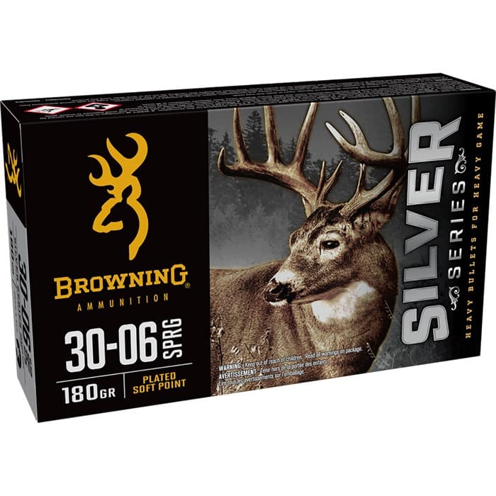 Browning Ammo B192630061  Silver 30-06Springfield 180gr Plated Soft Point 20 Rounds