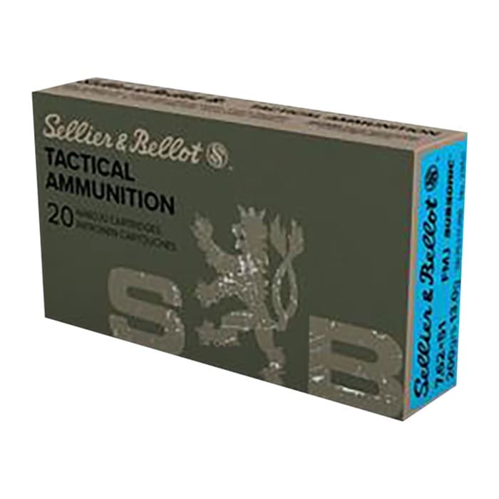 Sellier & Bellot Tactical Subsonic 7.62x51 Full Metal Jacket 200 Grain 20 Rounds