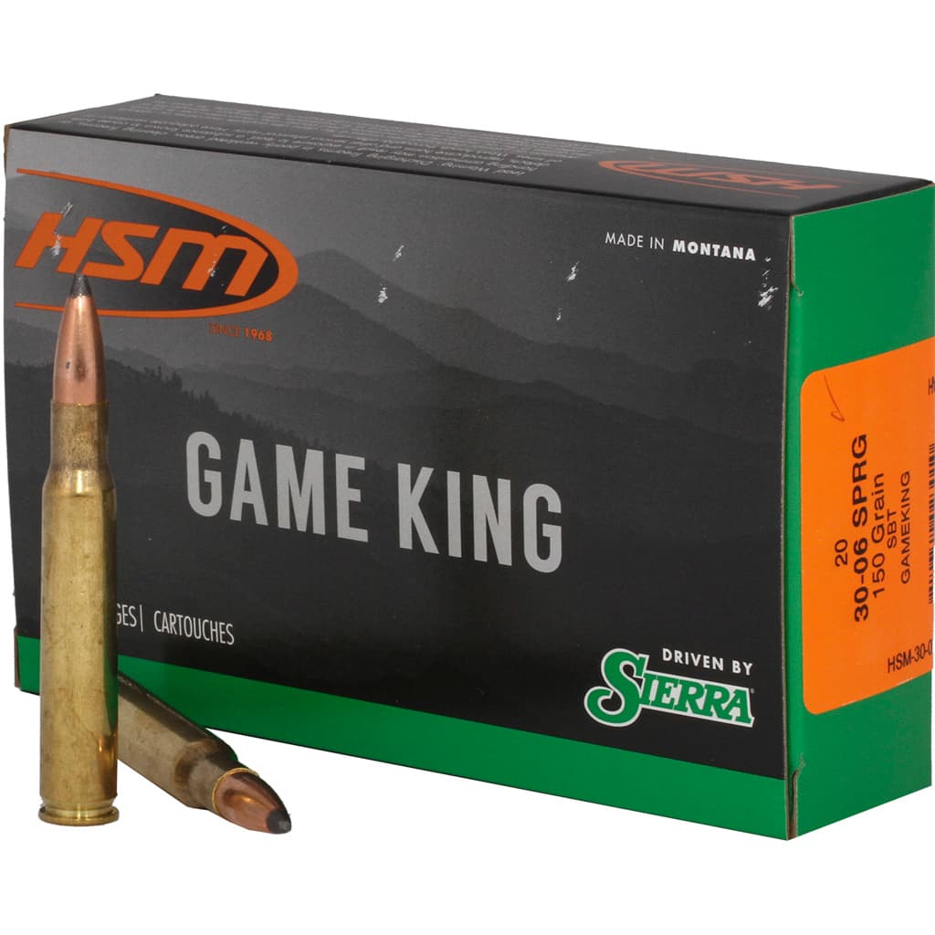 HSM Game King 30-06 Springfield Sierra Spitzer Boat Tail 150 Grain 20 Rounds