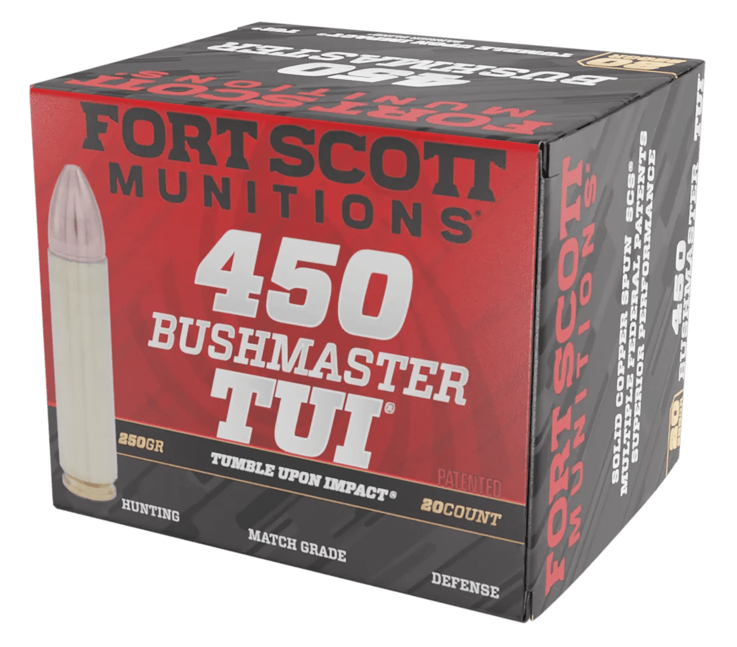 Fort Scott Munitions Rifle Ammo 450 Bushmaster 250 gr. TUI 20 rd.