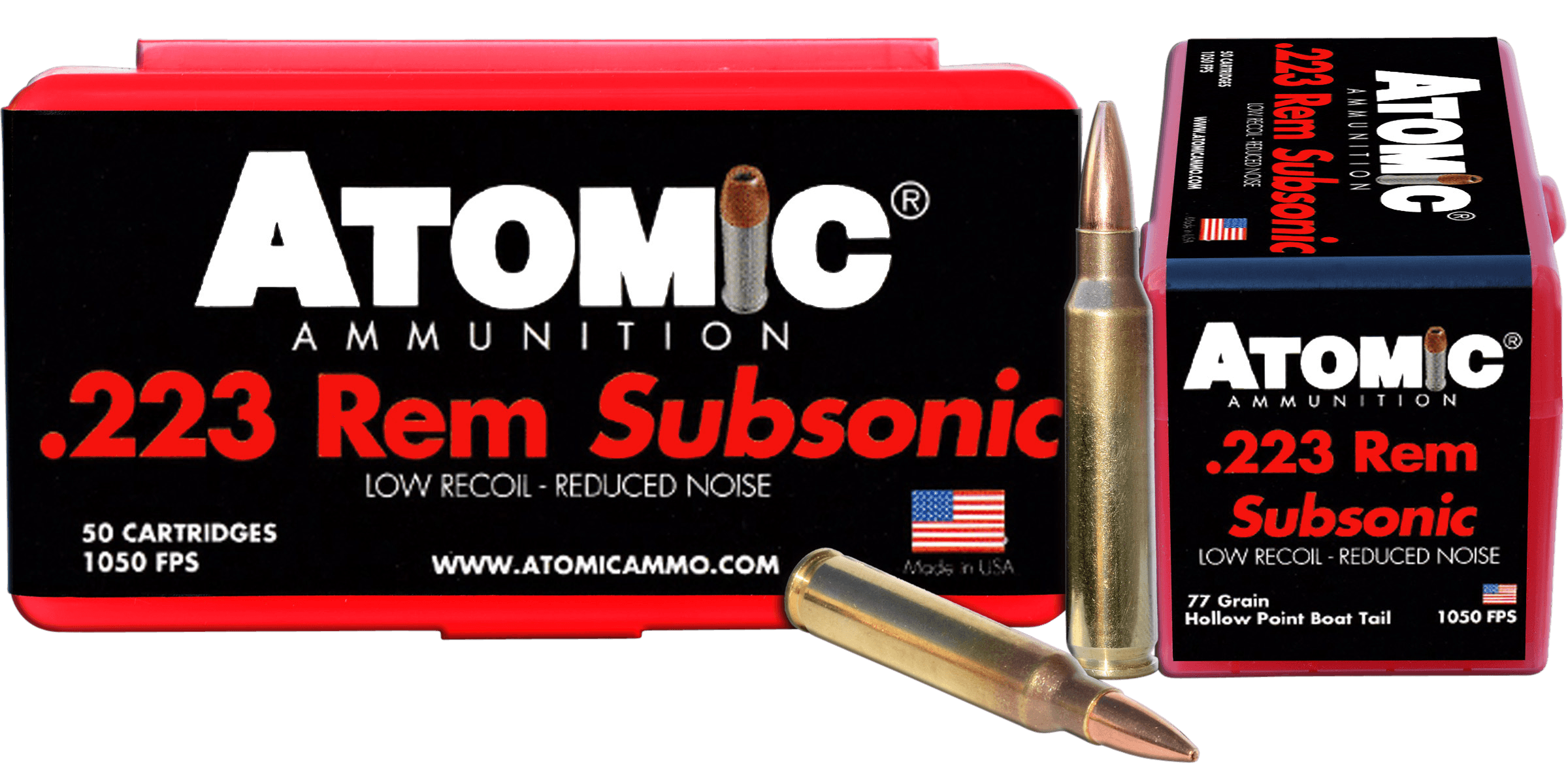 Atomic Ammunition 00429 Rifle Subsonic 223 Rem 77 gr Hollow Point Boat Tail 50 Rounds