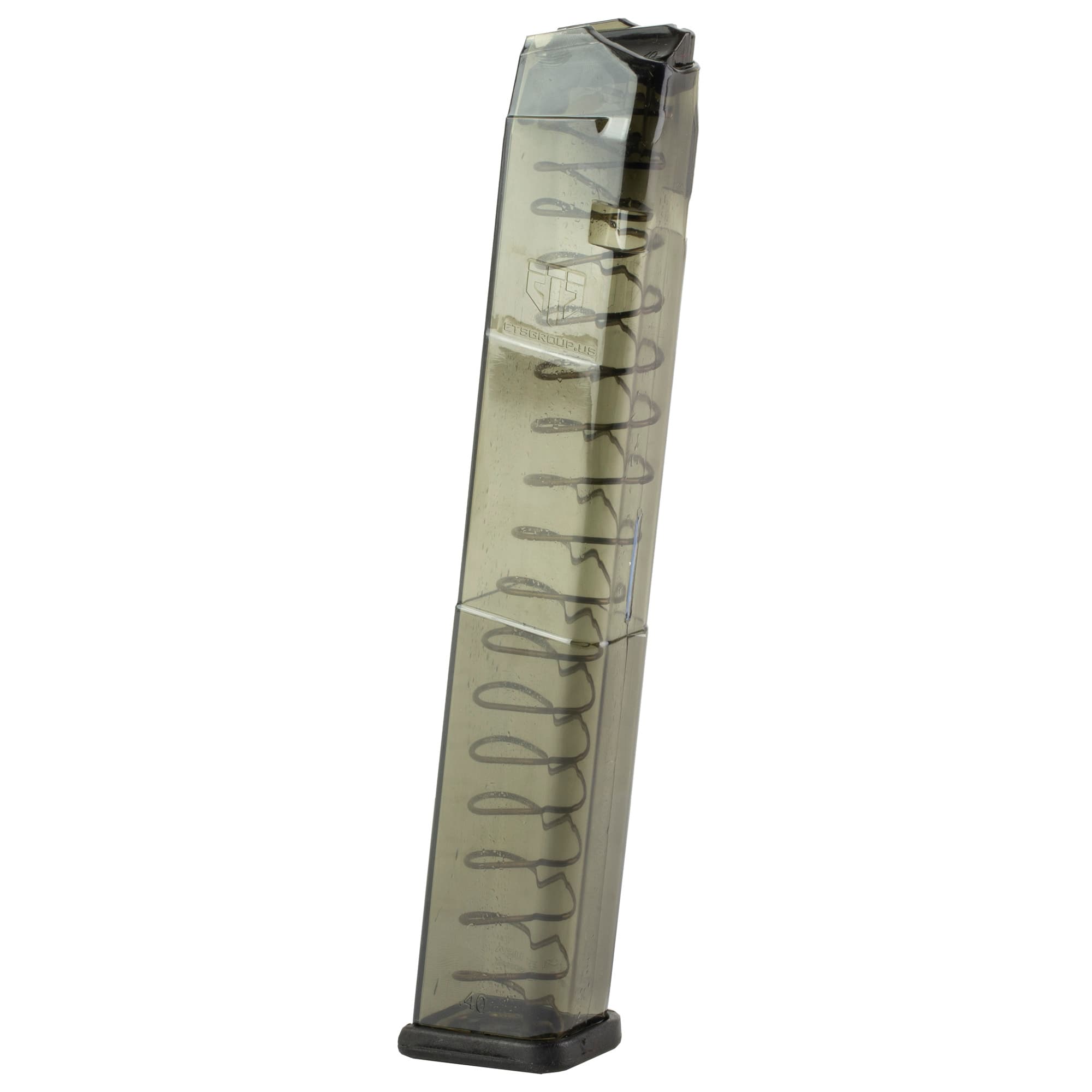 ETS Group 30rd Extended 40 Cal Magazine Compatible with Glock 22 23 24 27 35 Smoke Polymer