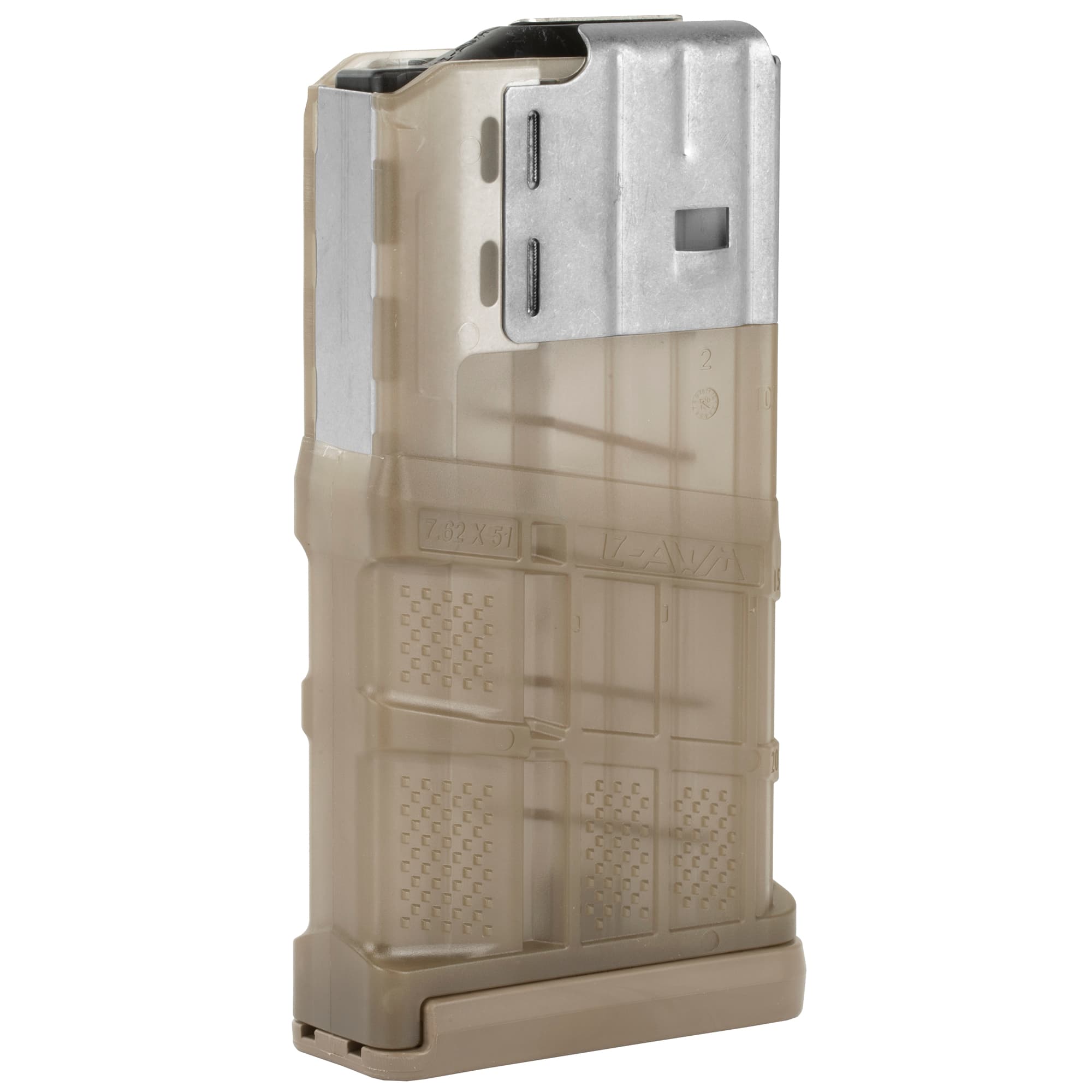 Lancer Systems L7AWM 7.62 NATO 20 Round Magazine Translucent Dark Earth AR10