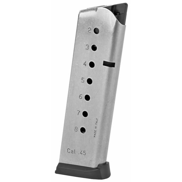 Mec-Gar 1911 Stainless Detachable 8rd 45 ACP Magazine Silver Finish