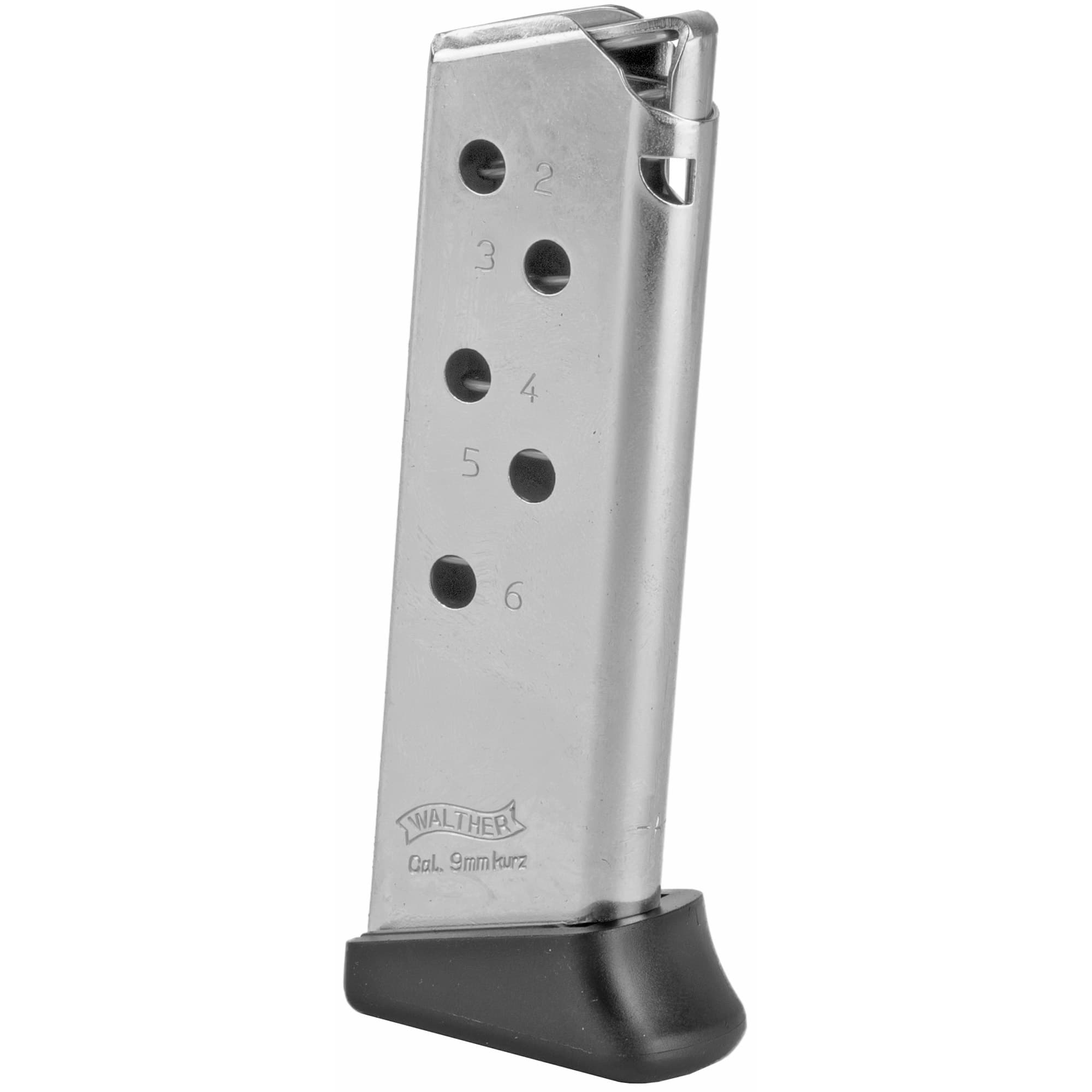 Walther Arms PPK Magazine 380 ACP 6 Round Nickel Steel with Finger Rest