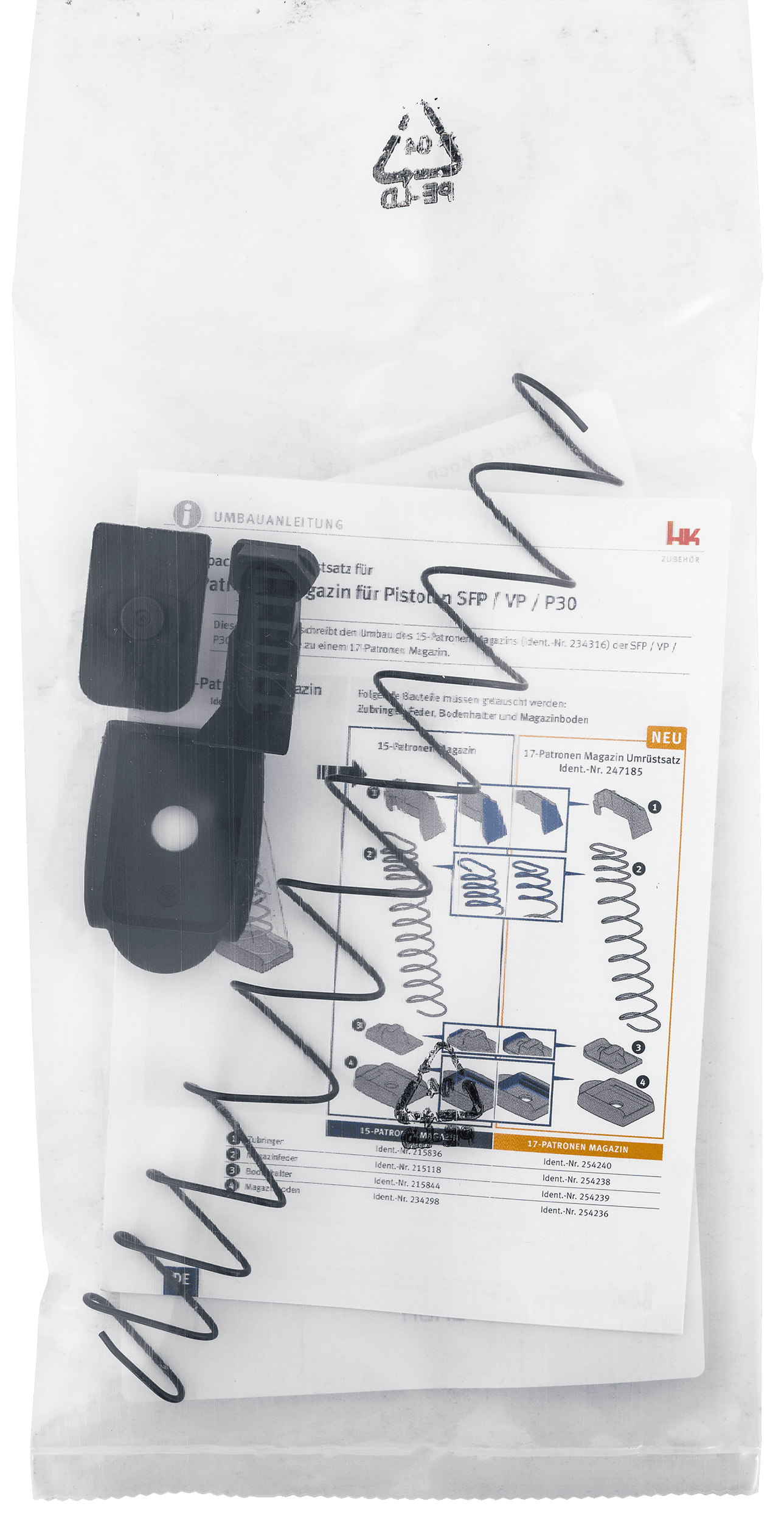Heckler & Koch HK 50247185 Magazine Conversion Kit 9mm Luger P30 VP9 15rd to 17rd