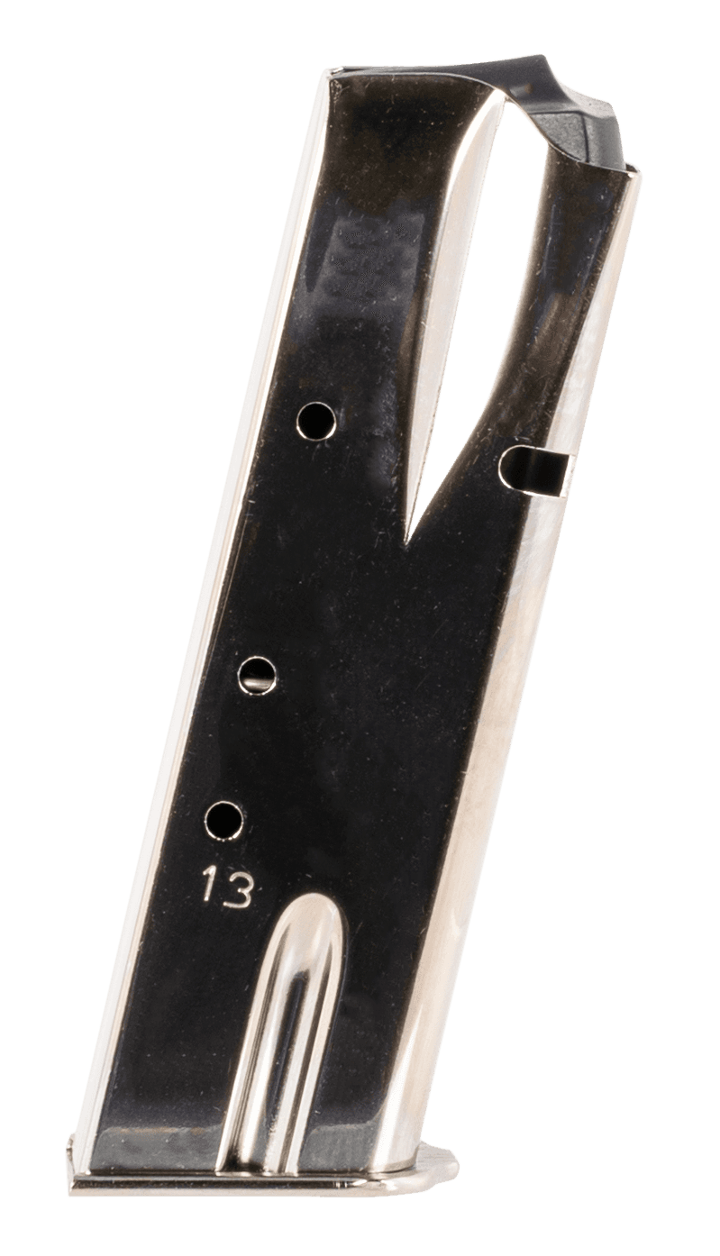 Mec-Gar MGBRHP13N 13rd 9mm Luger Magazine Fits Browning Hi-Power Springfield SA-35 Nickel Carbon Steel