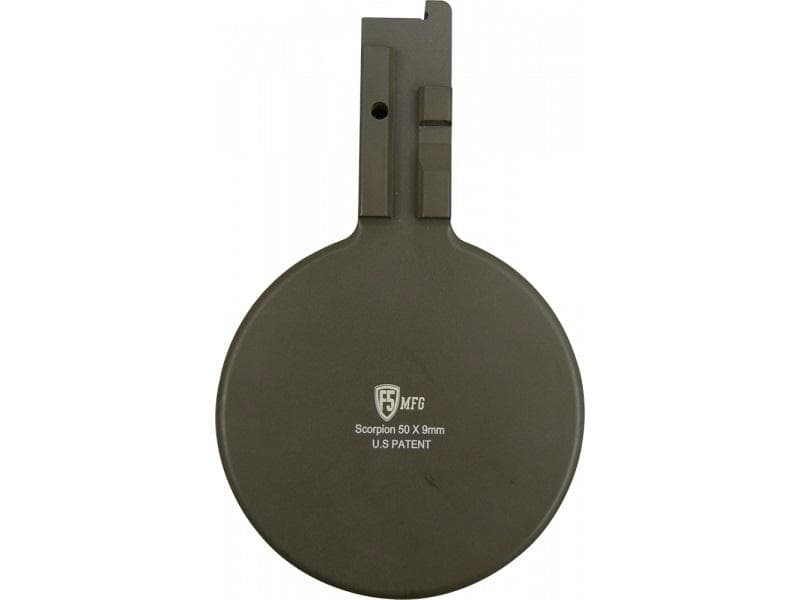 F5 MFG CZ Scorpion 9mm 50 Round Drum Magazine OD Green Aluminum