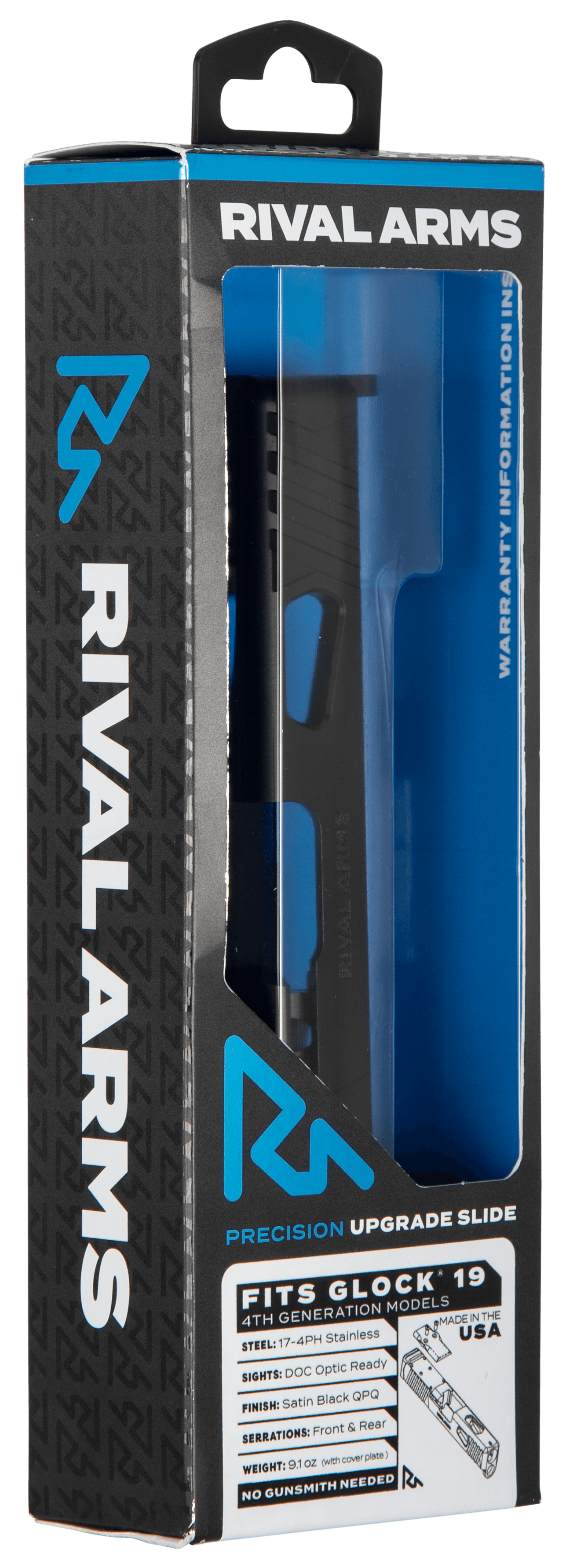 Rival Arms Precision Slide A1 Docter Cut Qpq Case Hardened 17-4 Glock 19 Gen4