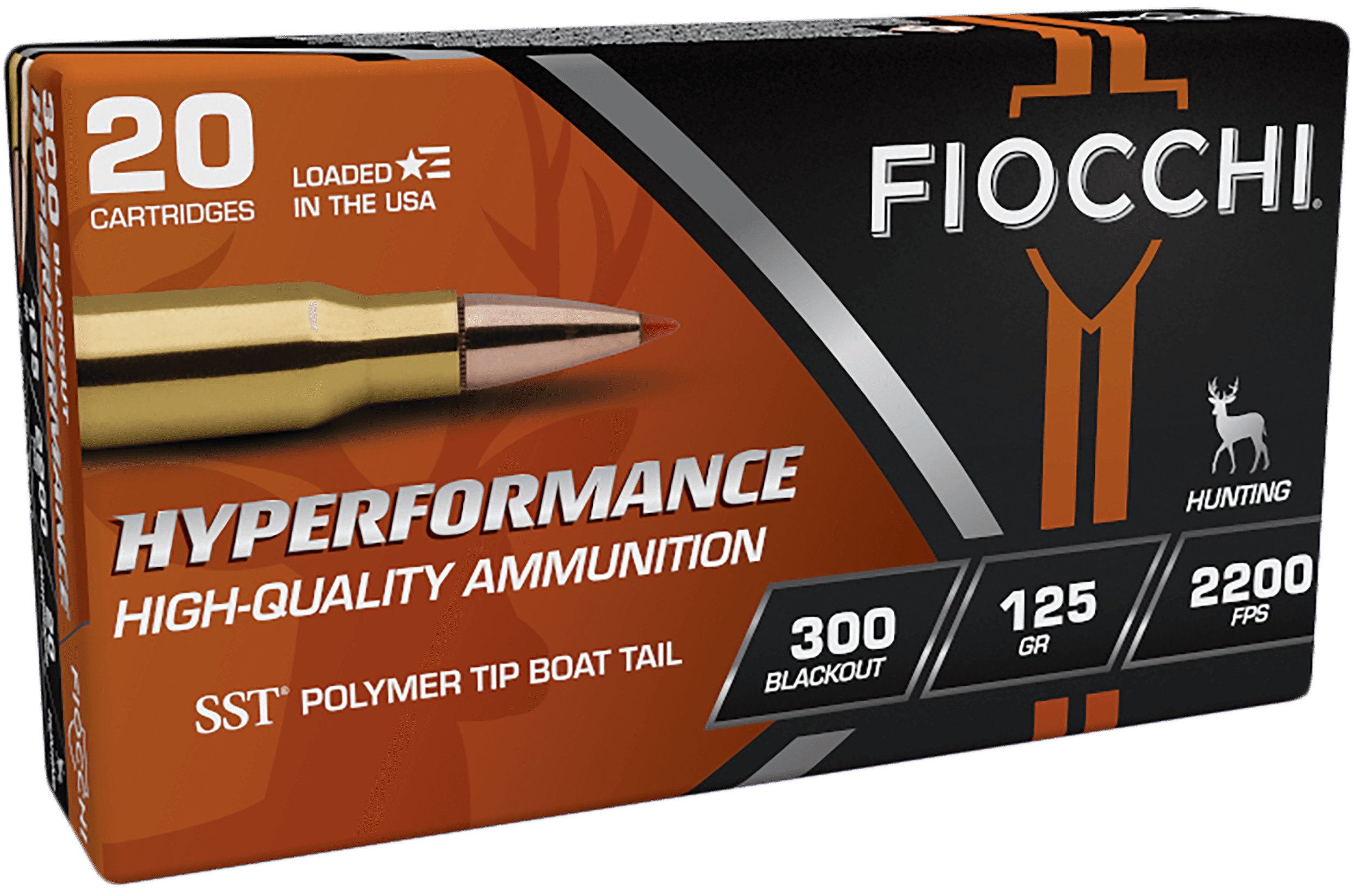 Fiocchi, Hyperformance, 300 AAC Blackout, Super Shock Tip, 125 Grain, 20 Rounds