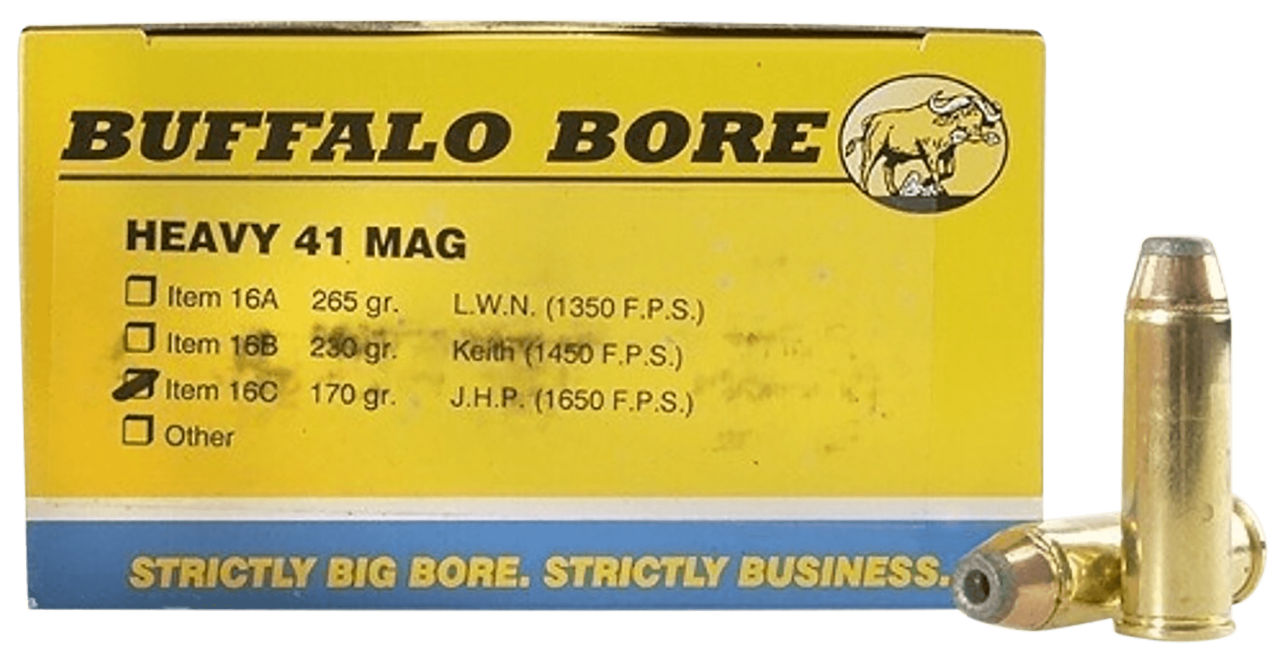 Buffalo Bore Ammunition 16C20 Heavy Strictly Business 41Rem Mag 170gr Jacket Hollow Point 20 Rounds
