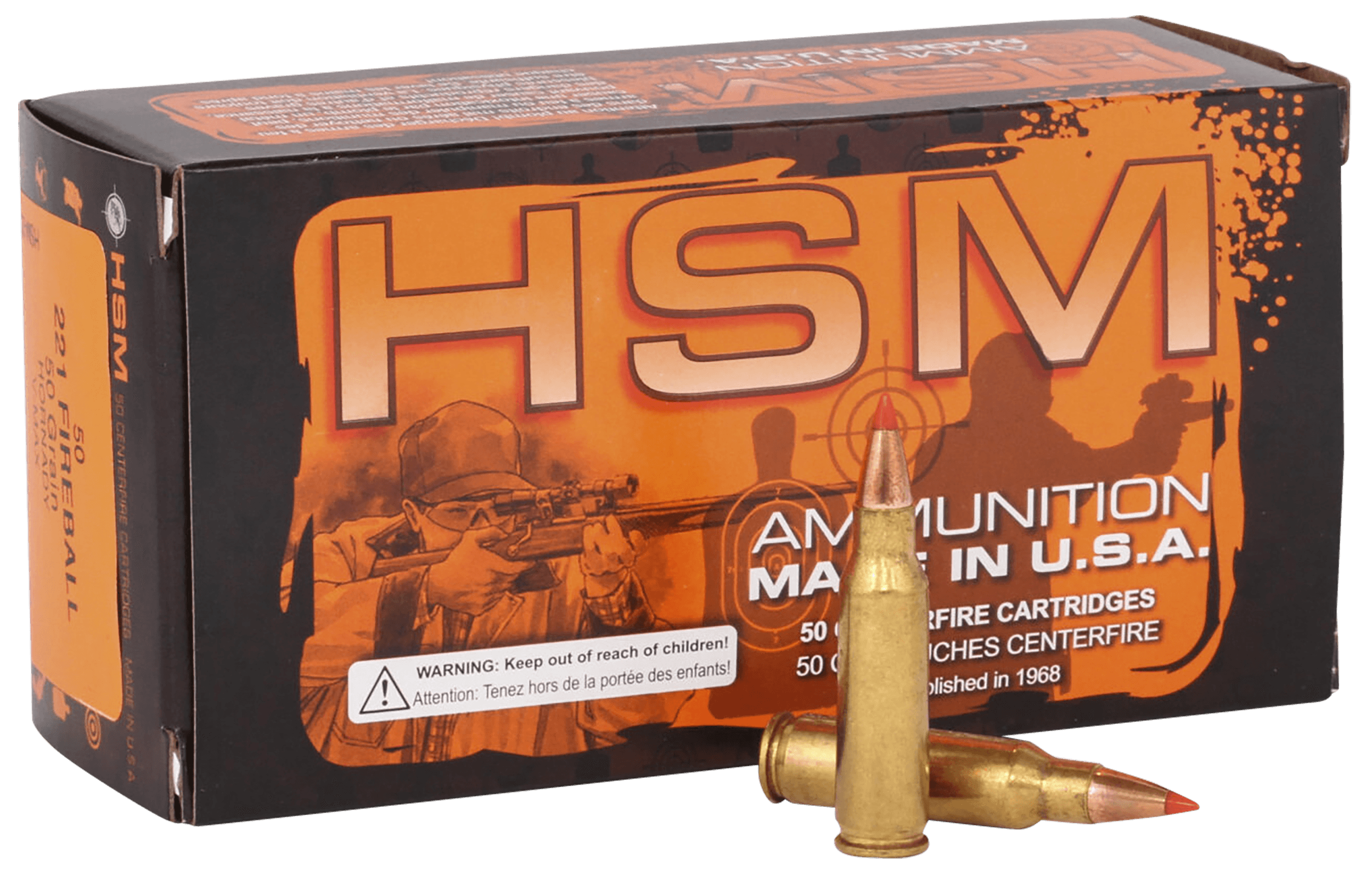 HSM, Varmint, 221 Remington Fireball, Hornady V Max, 50 Grain, 50 Rounds