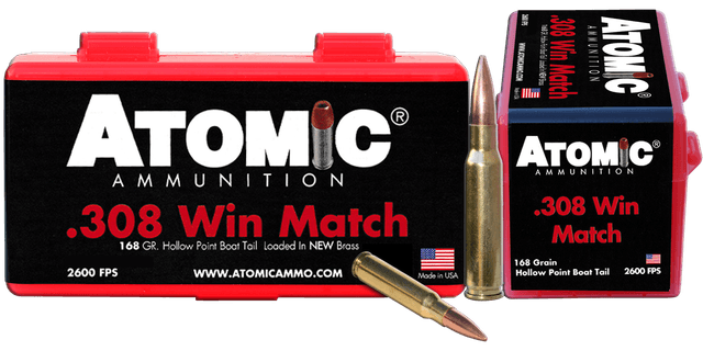 Atomic Ammunition 00426 Rifle Match 308Win 168gr Hollow Point Boat Tail 50 Rounds
