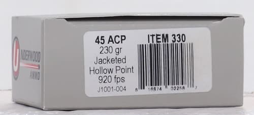 UNDERWOOD 45 ACP 230GR JHP