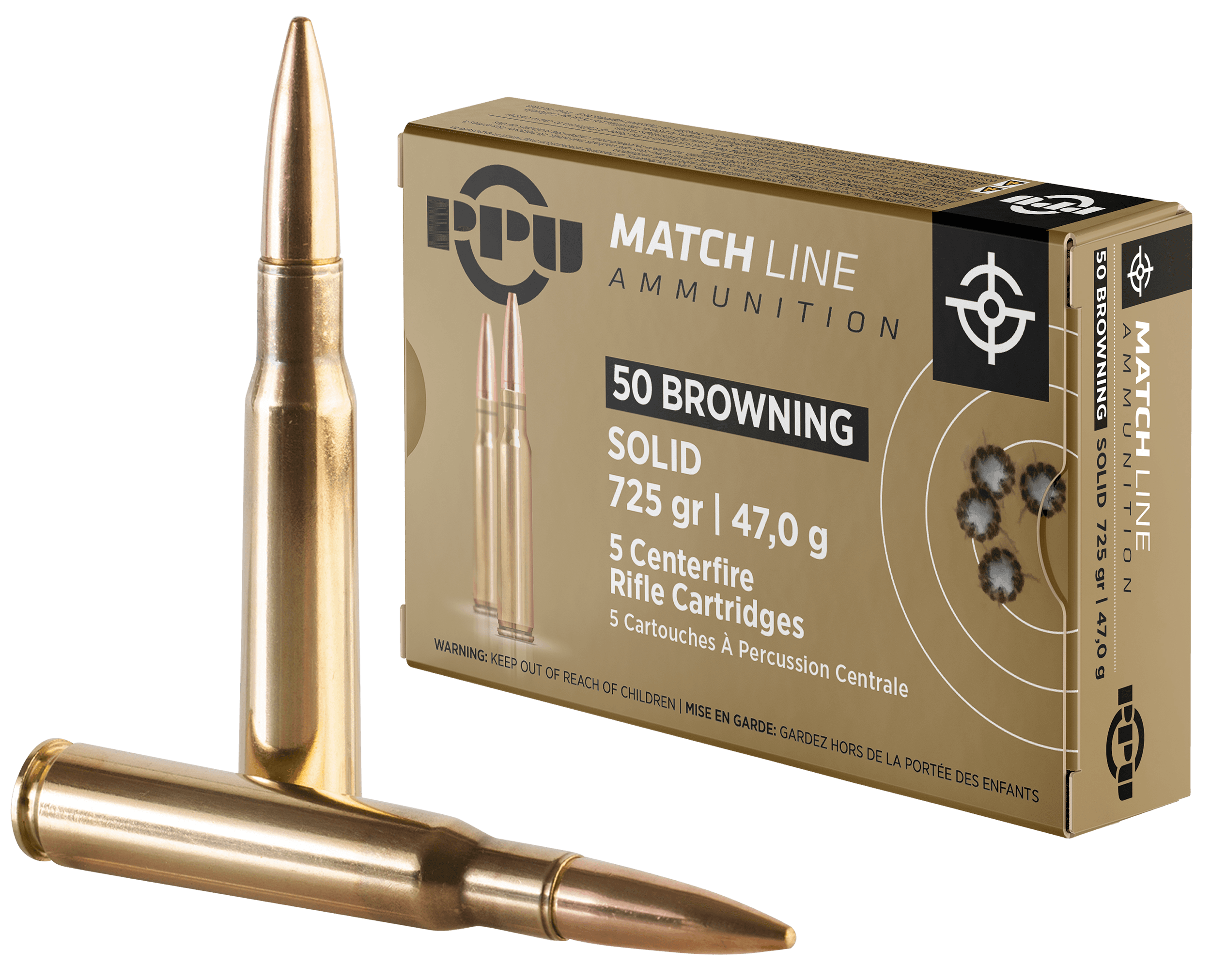 Prvi Partisan PPM50 50 BMG Full Metal Jacket Solid 725 Grain 5 Rounds