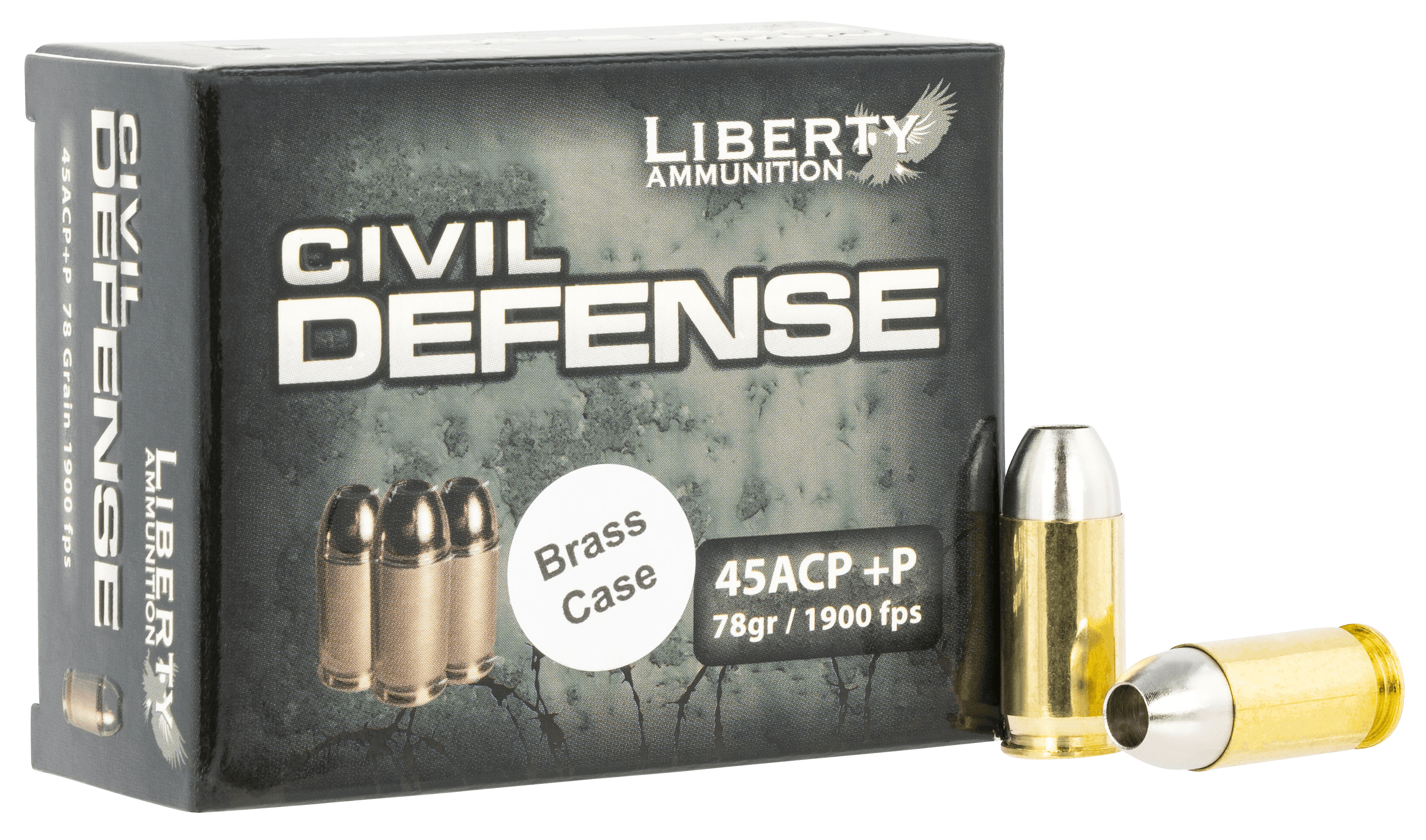 Liberty Ammunition LACD45013BC Civil Defense  45ACP+P 78gr Lead Free Fragmenting Hollow Point 20 Rounds