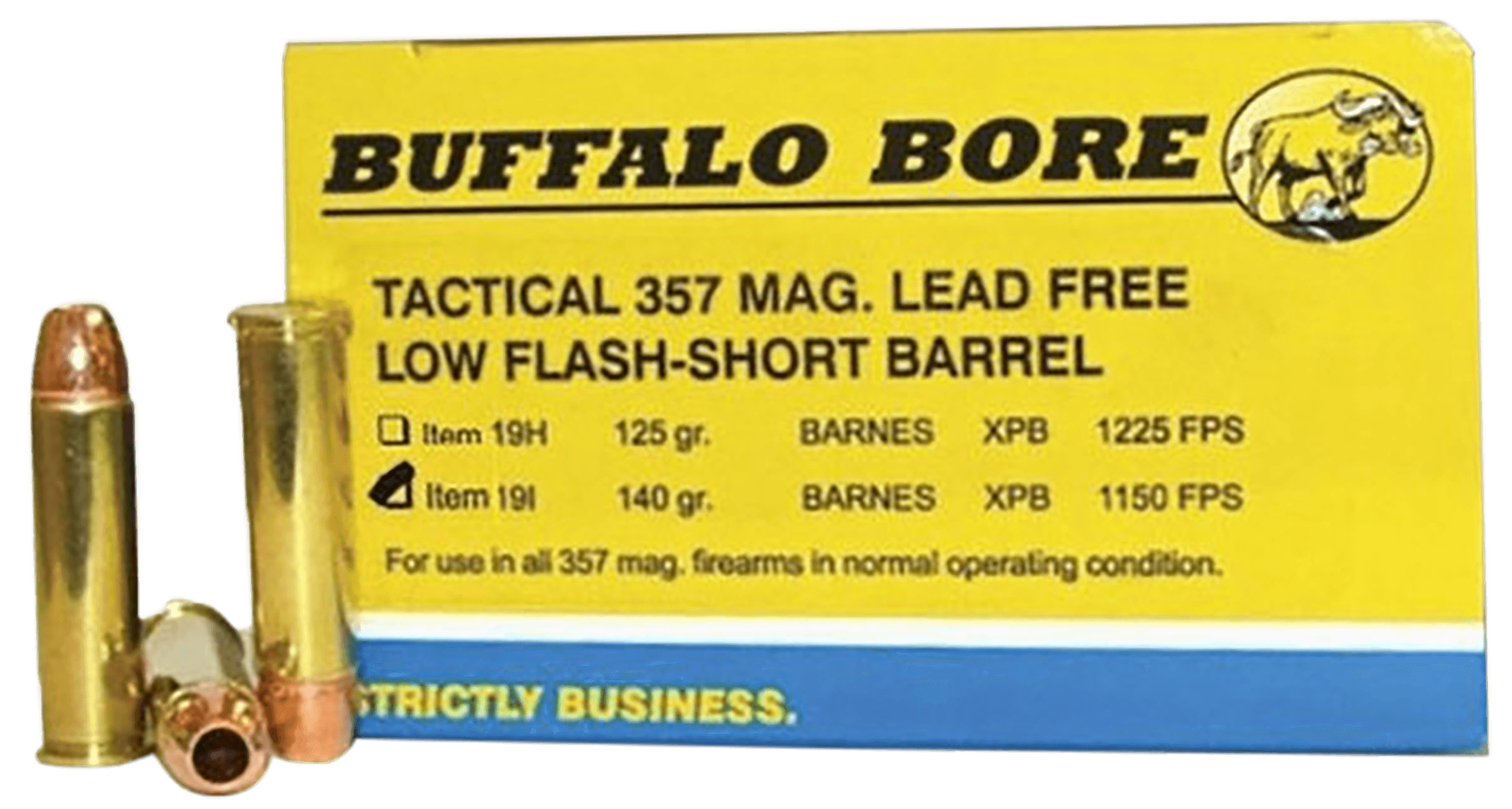 Buffalo Bore Ammunition 19I20 Buffalo-Barnes Strictly Business 357Mag 140gr Barnes VOR-TX XPB Lead Free 20 Rounds