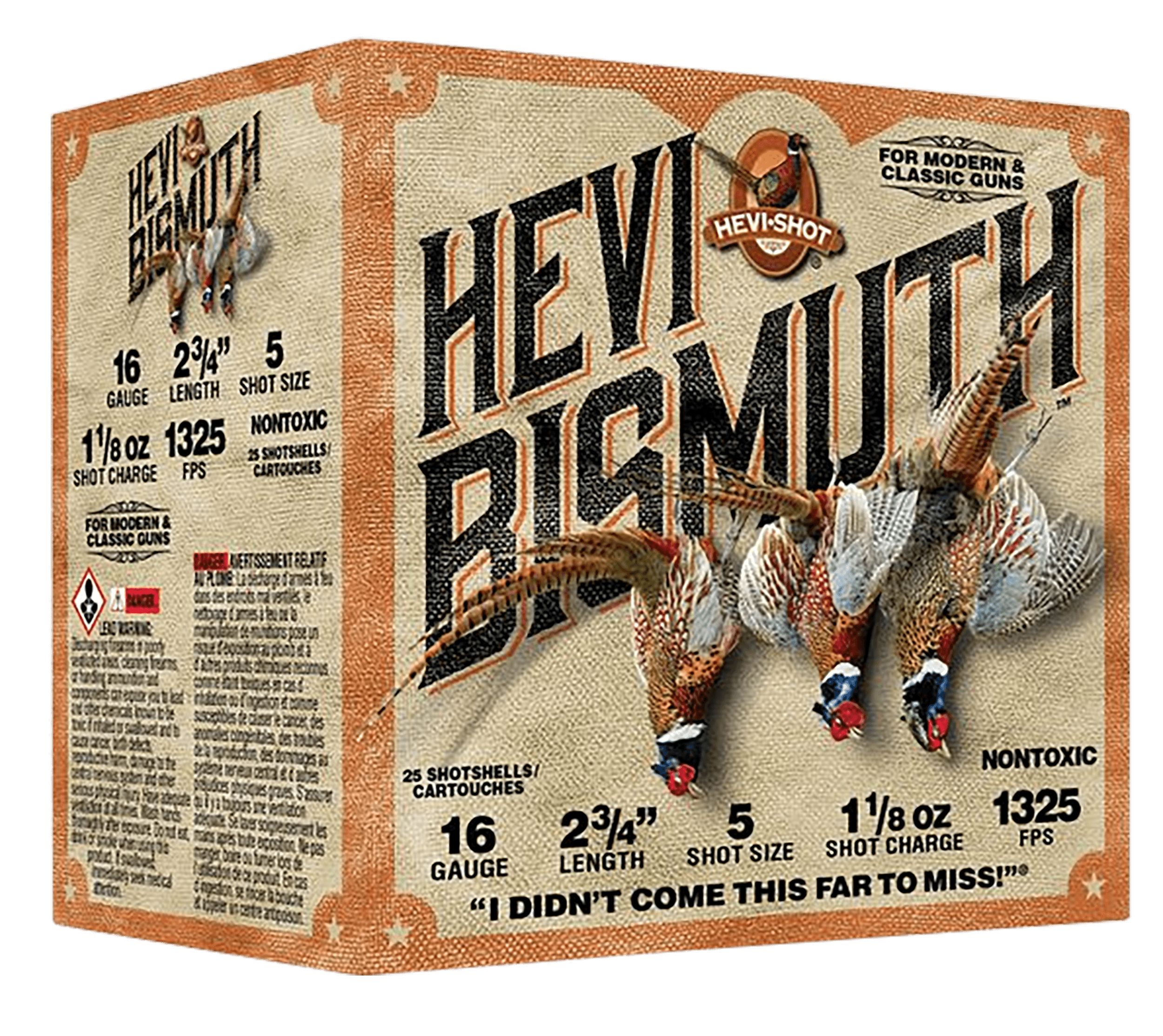 HEVI-Shot HS16715 HEVI-Bismuth Upland 16Gauge 2.75" 1 1/8oz Bismuth 5Shot 25 Rounds