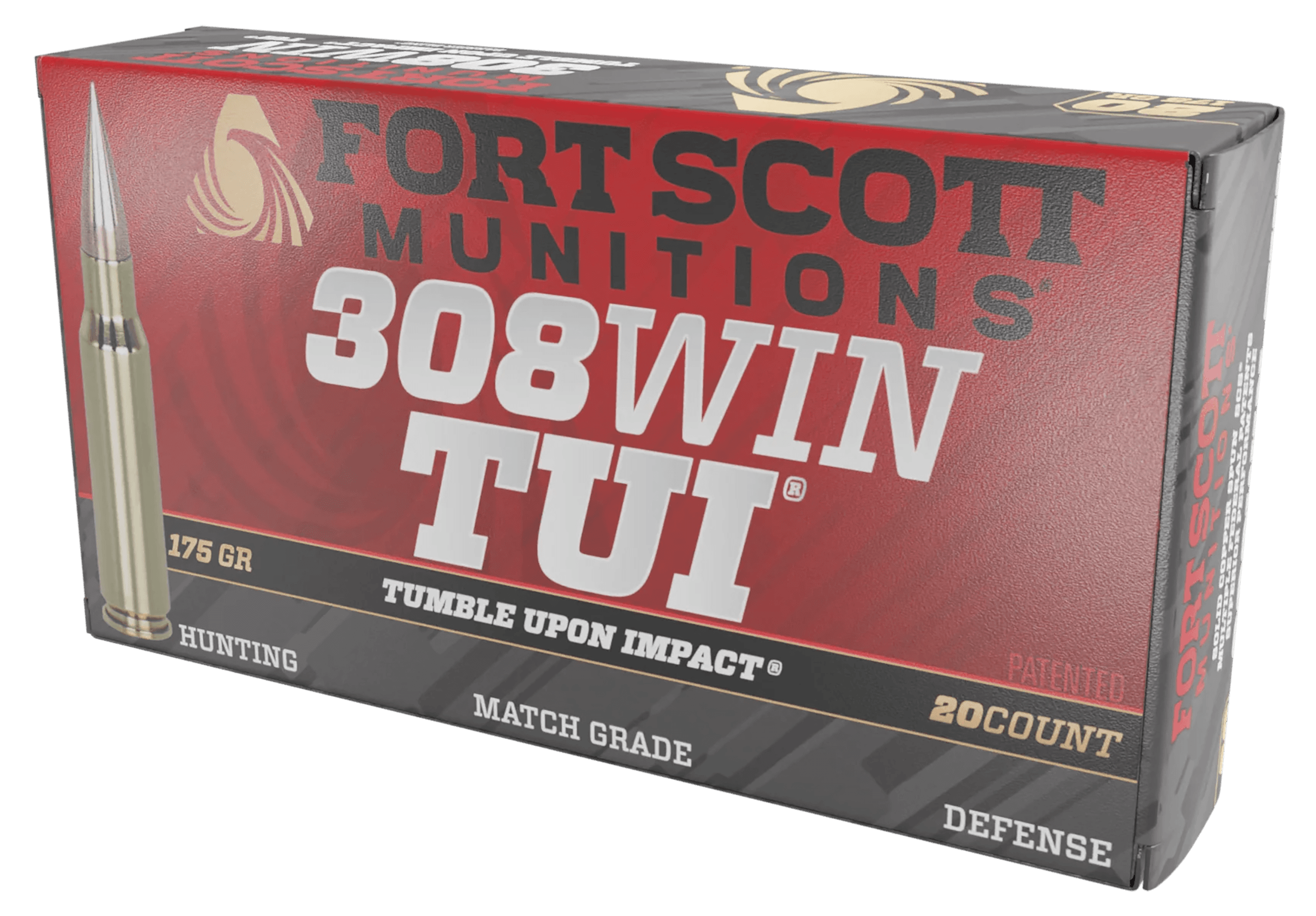 Fort Scott Munitions 308175SCV2 Tumble Upon Impact (TUI) Rifle 308Win 175gr Solid Copper Spun 20 Rounds
