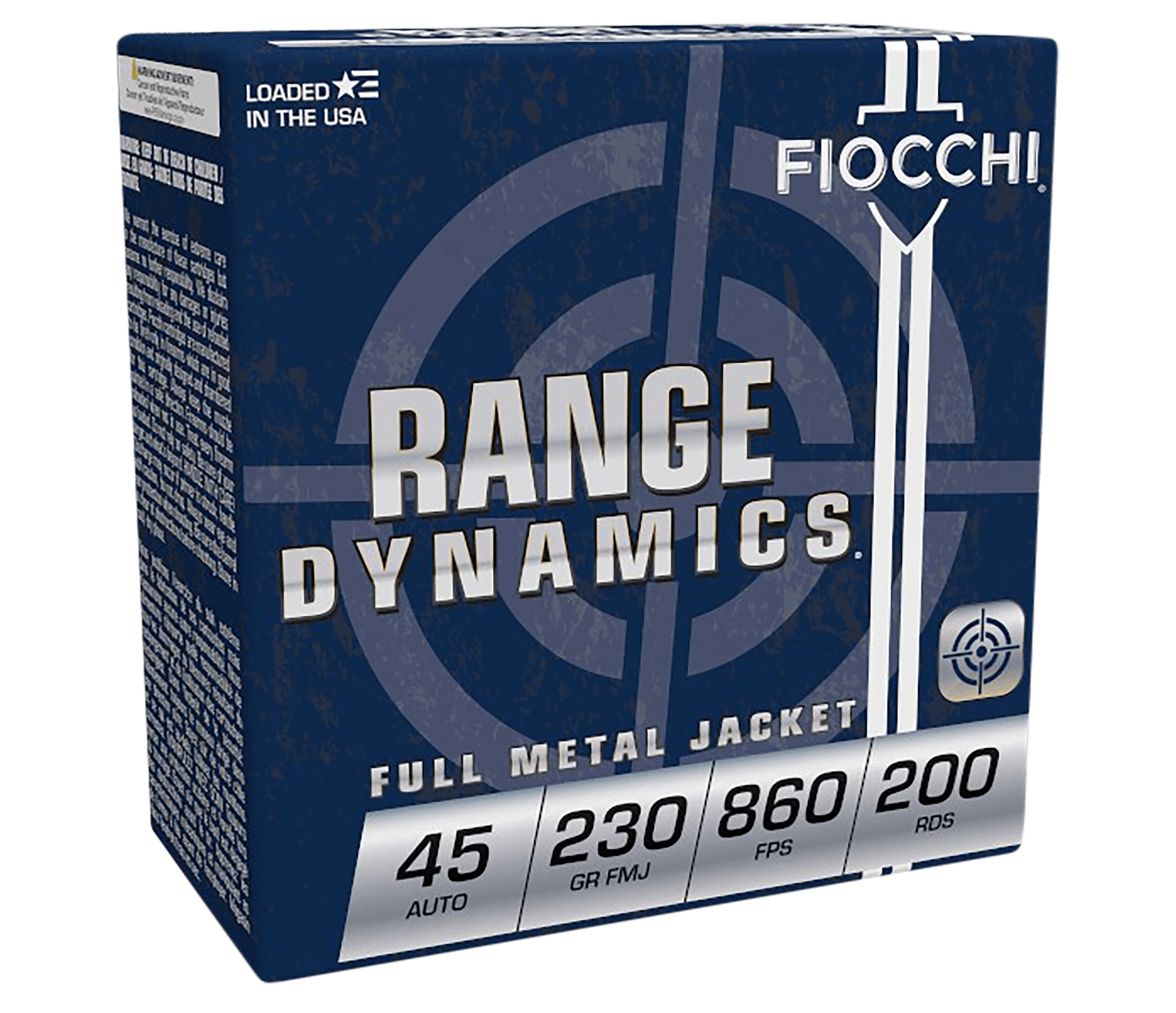 Fiocchi, Range Dynamics, 45 ACP, Full Metal Jacket, 230 Grain, 600 Rounds