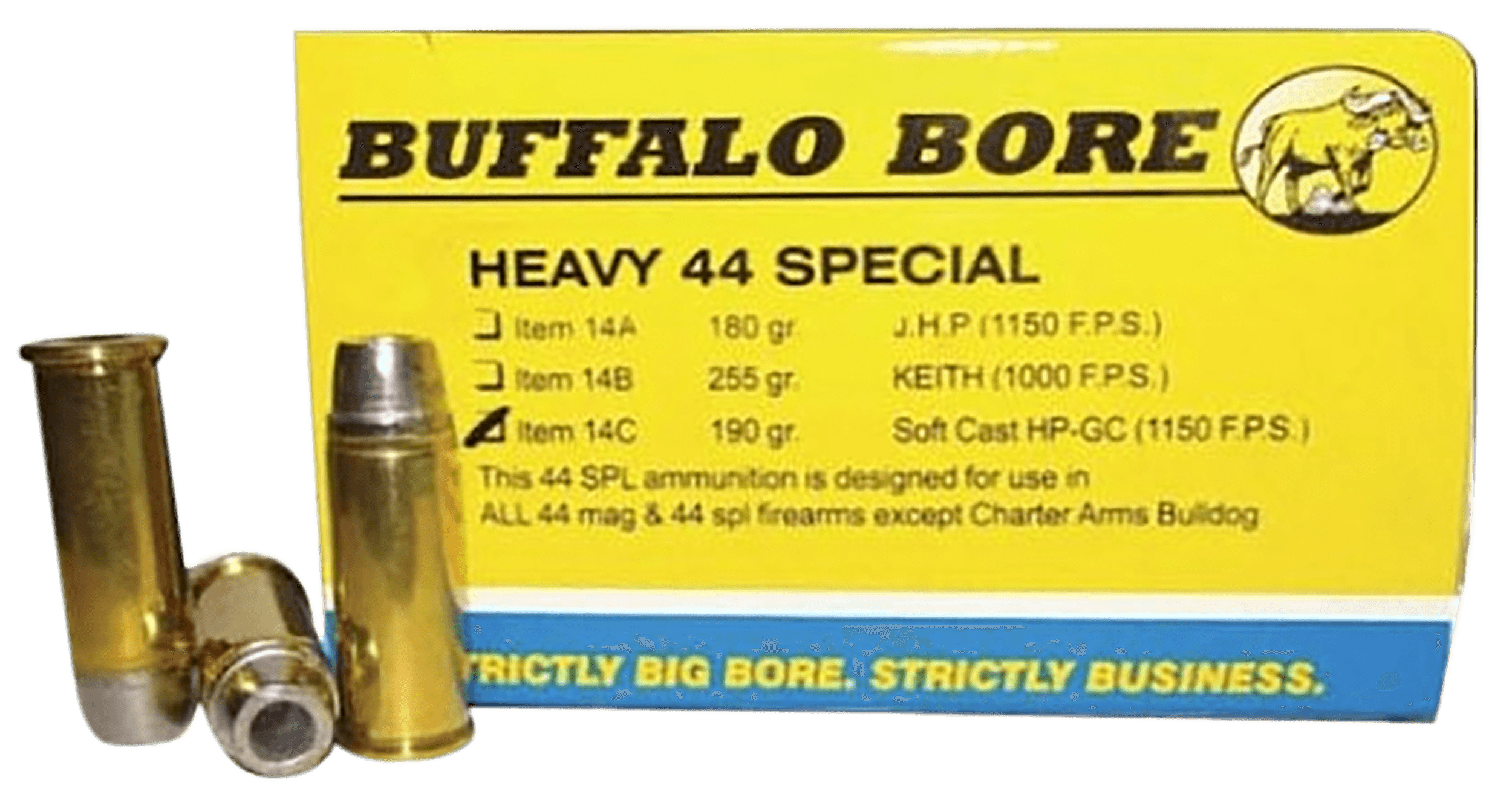 Buffalo Bore Ammunition 14C20 Heavy Strictly Business 44S&W Spl 190gr Soft Cast Hollow Point 20 Rounds