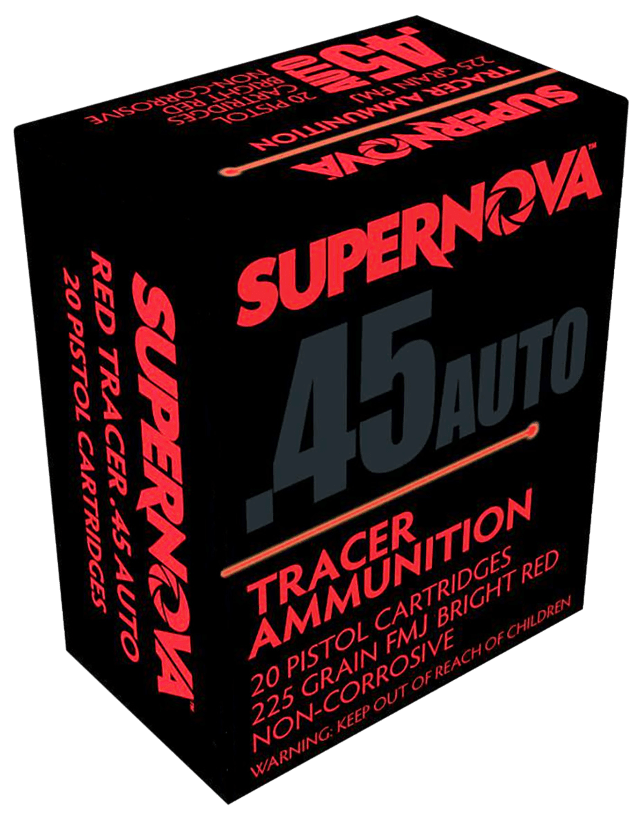 Supernova PMSN45ACR Red Tracer Non Corrosive 45ACP 225gr Full Metal Jacket 20 Rounds