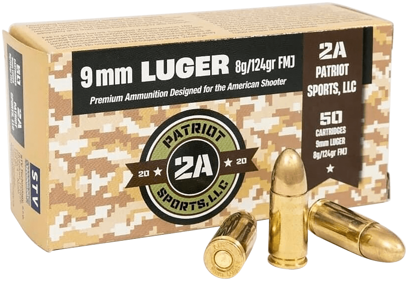 PATRIOT SPORTS LLC P9MM124F   9mmLuger 124gr Full Metal Jacket 50 Rounds