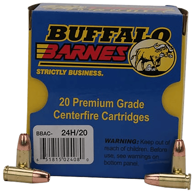 Buffalo Bore Ammunition 24H20 Buffalo-Barnes Strictly Business 9mmLuger +P+ 115gr Barnes TAC-XP Lead Free 20 Rounds
