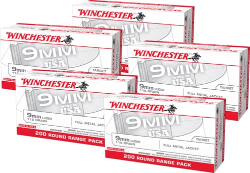 Winchester USA 9mm Luger Full Metal Jacket 115 Grain 200 Rounds