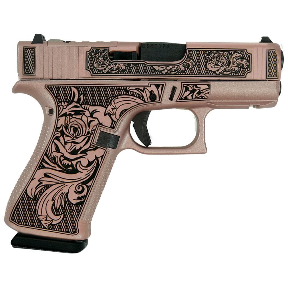 Glock G43X 9mm Luger 3.4in 10rd Rose Gold Engraved Pink