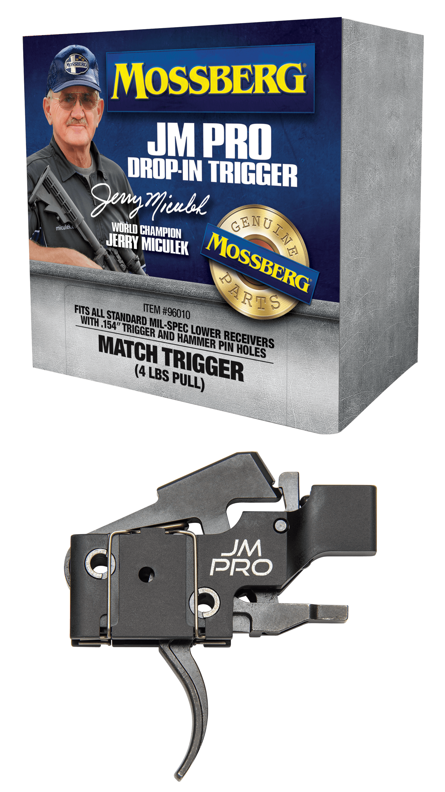Mossberg JM Pro Adjustable Match AR Drop-In Trigger Fits AR15 AR10 4 Pound Pull