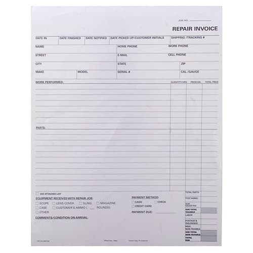 REPAIR INVOICE 2-PART FORMS 100 PACK