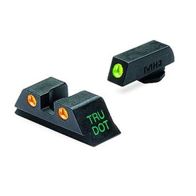 Meprolight USA 102223301 Tru-Dot  Green Tritium White Outline Front Sight-Orange Tritium White Outline Rear Sight Glock 10 mm/.45 ACP