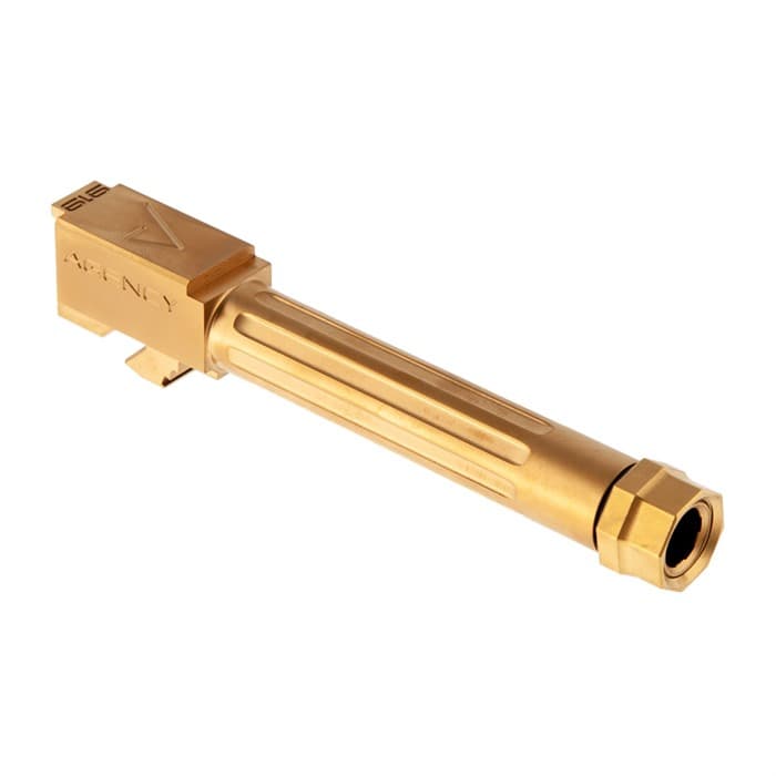 Agency Arms 9mm Luger 4.02in Threaded Stainless Barrel Gold Tin PVD Glock 19 Gen 5