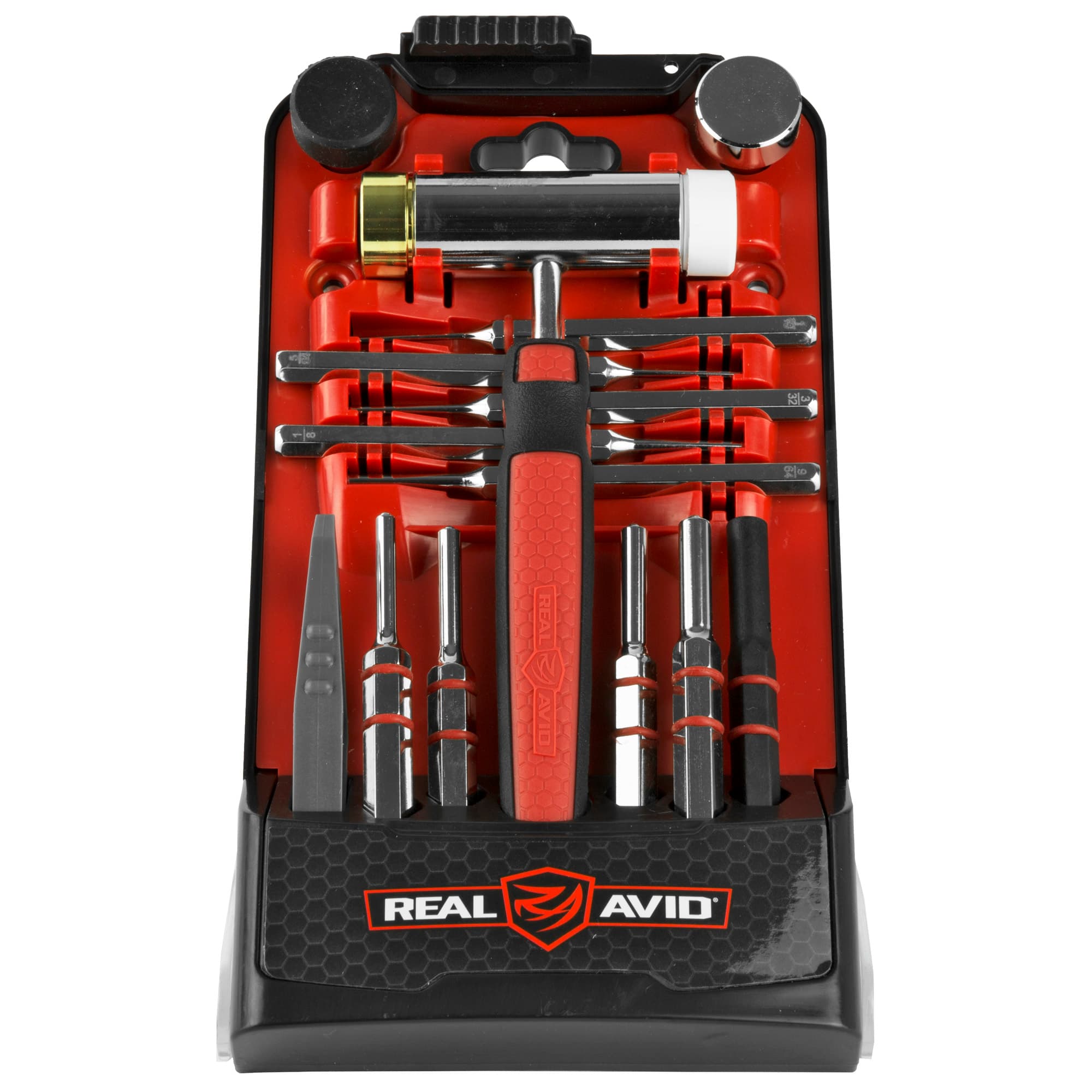 Real Avid AVHPS-RP Accu-Punch Hammer & Roll Pin Punch Set Black/Red Steel Rubber Handle
