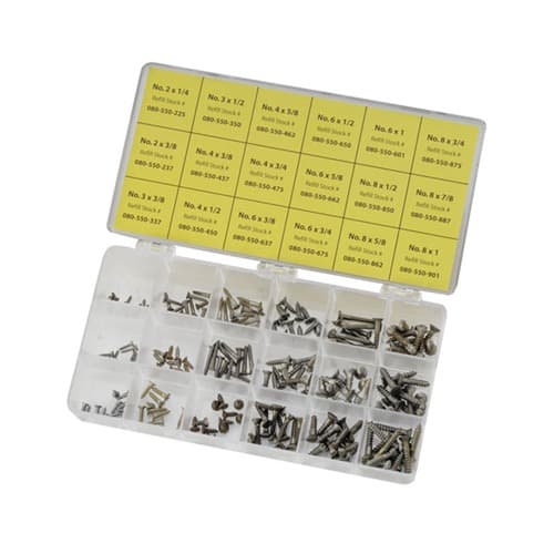 UNPLATED STEEL FLAT HEAD WOOD SCREW KIT BLUED