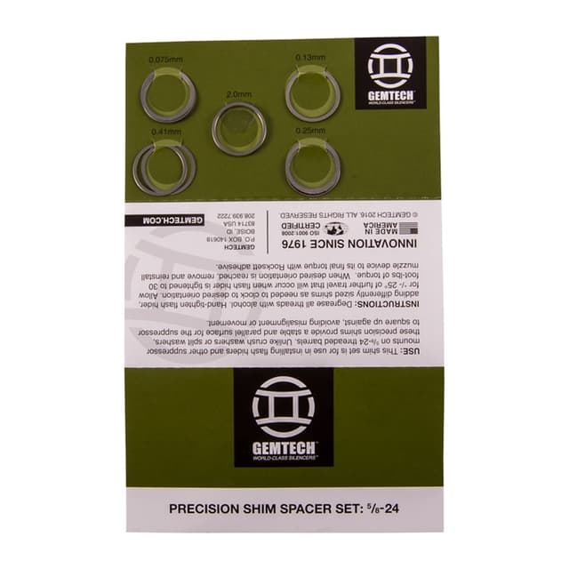Gemtech Shim Kit for 7.62mm Flash Hider 5 8 24 Alignment