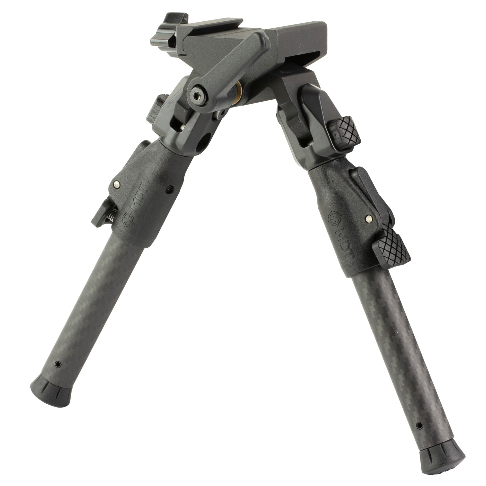 Mdt Sporting Goods Inc 105561BLK GRND-POD Black 4.50"-9" Carbon Fiber/Aluminum, Adj. Throw Lever, 4 Leg Postitions, Fits ARCA Rail & RRS Dovetail