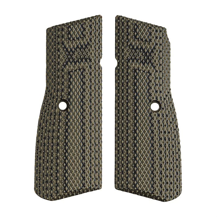 FN Hi-Power G10 Grips Dirty Olive Textured Checkered Ambidextrous Safety Cut