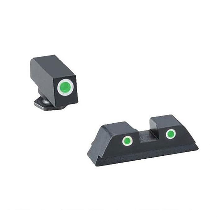 AmeriGlo GL113 Glock Tritium Sight Set Green Front White Outline Rear