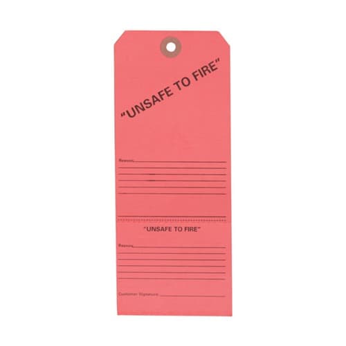 UNSAFE TO FIRE TAGS 25 PACK