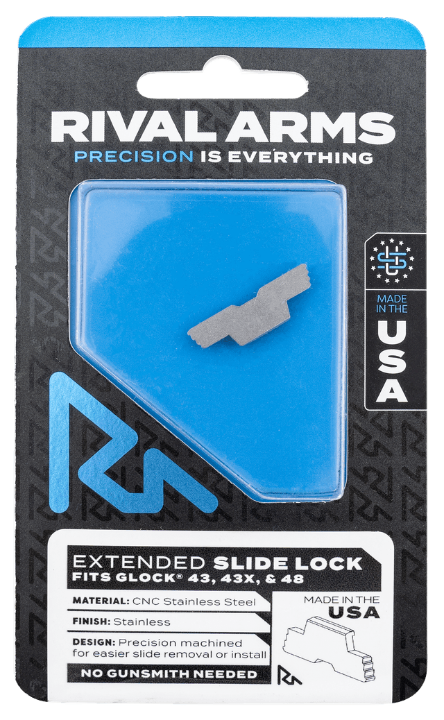 Rival Arms Slide Lock Extended Stainless for Glock 43 43X 48