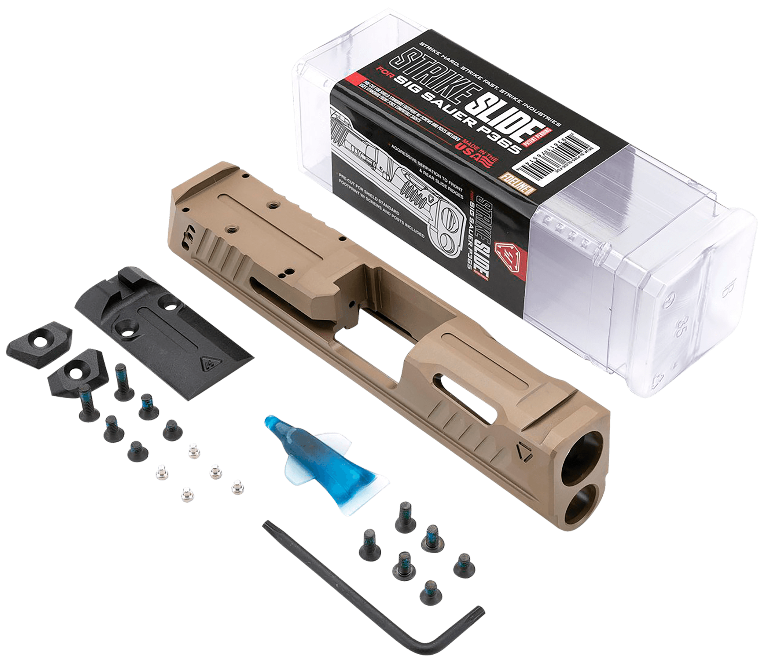 Strike Industries P365 Slide Flat Dark Earth Stainless Steel Ports Optics Cut
