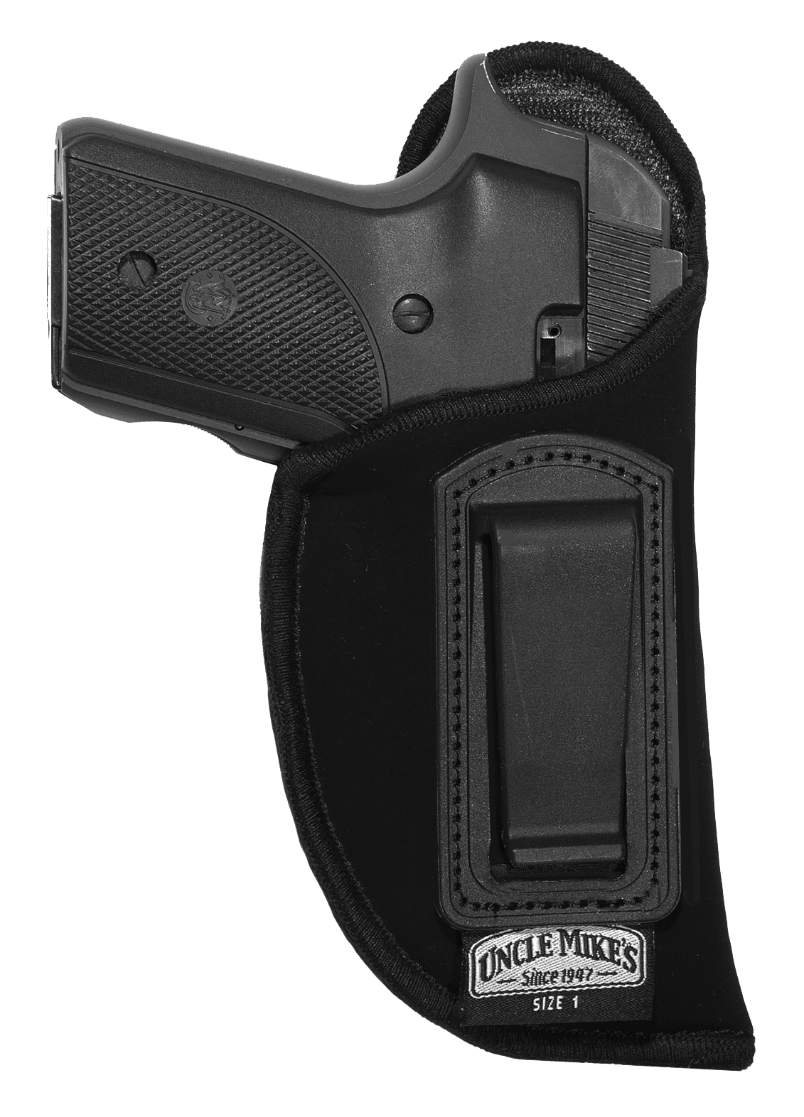 Uncle Mike's 89012 Inside The Pants Holster IWB Size 01 Black Suede Like Belt Clip Fits Medium Autos Fits 3-4" Barrel
