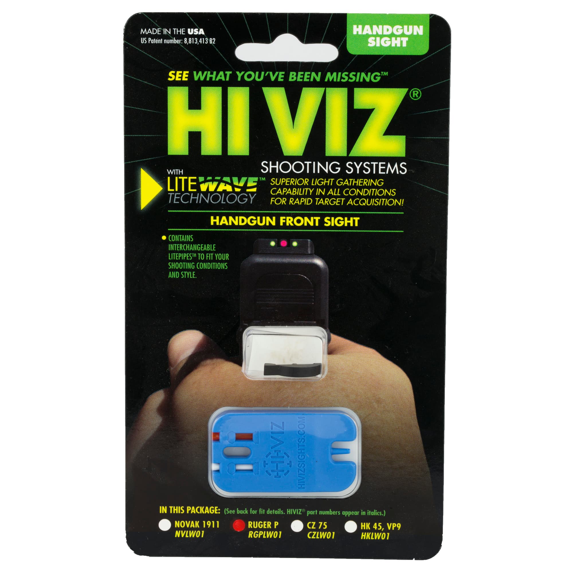 Hiviz LiteWave Handgun Front Sight Ruger P Series Green Red White