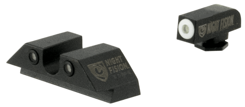 Night Fision Glock Tritium Sight Set Green Front White Outline Rear 17 19 22